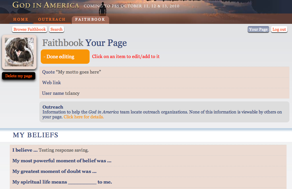 Your Profile Editing your information and responses